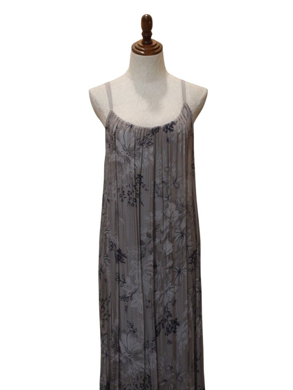 Italian Floral Print Summer Dress Maxi - Grey
